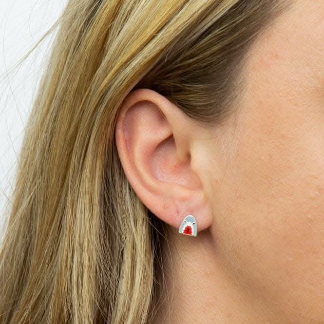 Shark Enamel and Crystal Stud Earrings A2079R