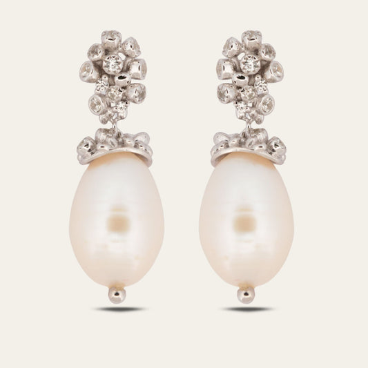 Silver Baroque Pearl Earrings - Lyra