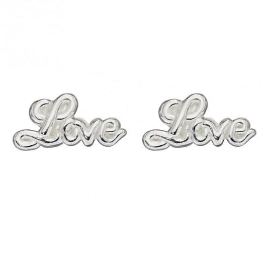 Silver Writing Love Stud Earrings A2065