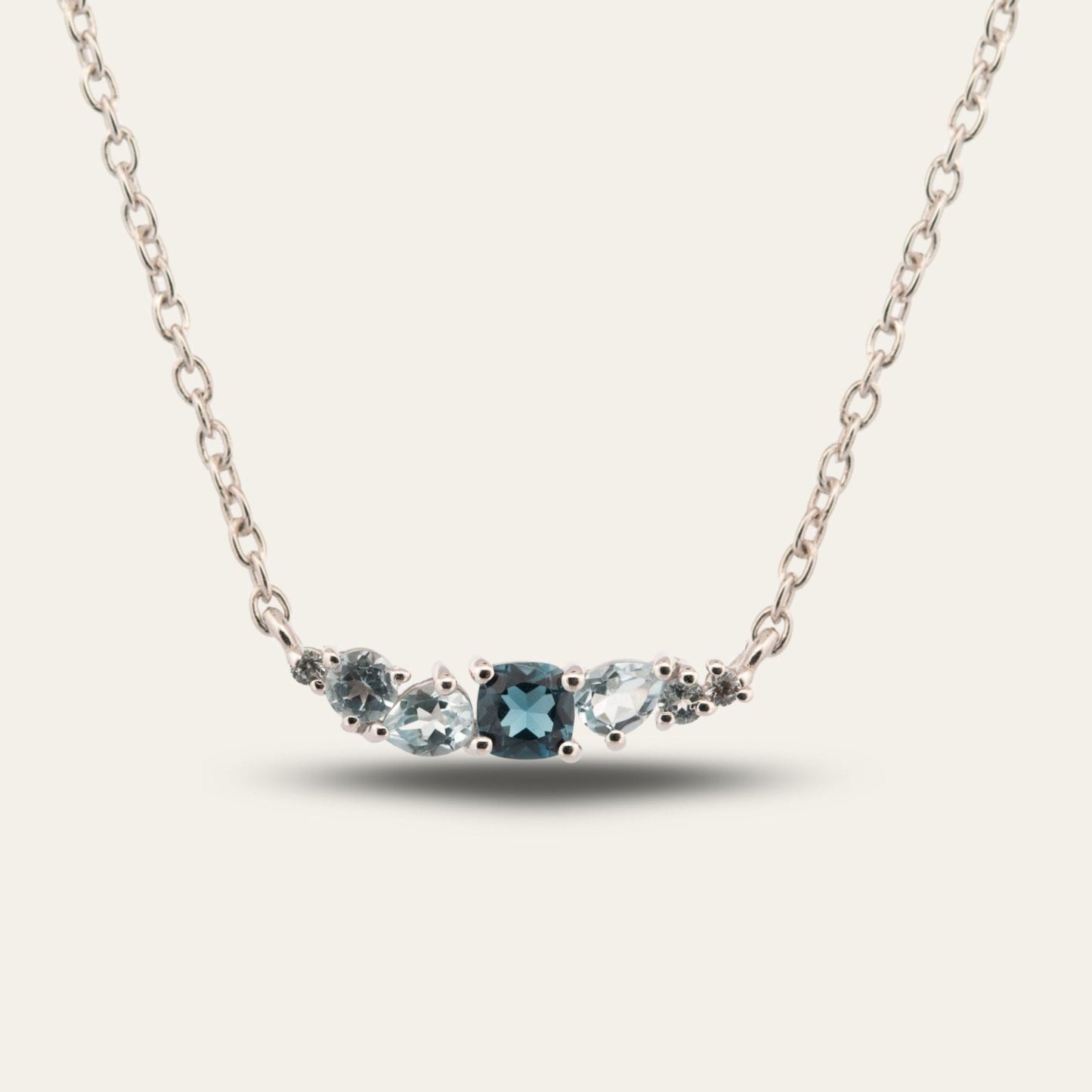 Elegant Topaz Cluster Silver Necklace - Zaria