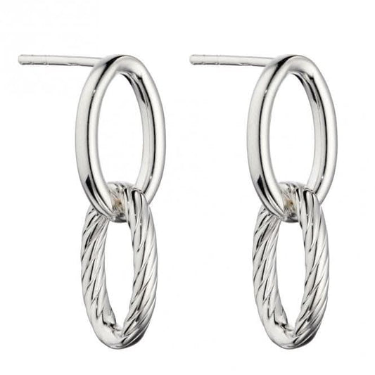 Textured Double Link Chain Drop Earrings E6014