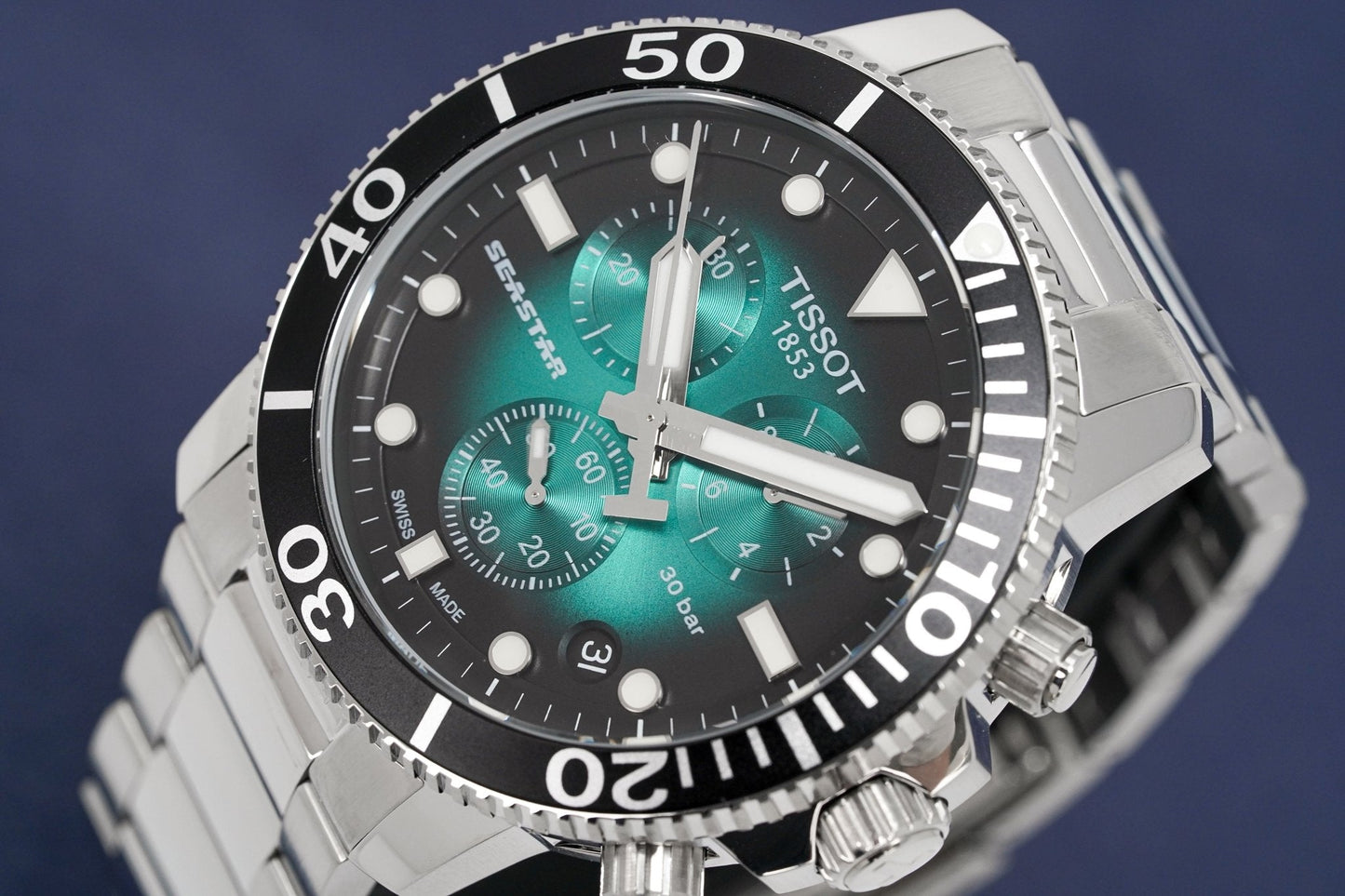 Tissot Chronograph Mens Watch Seastar 1000 Green T1204171109101