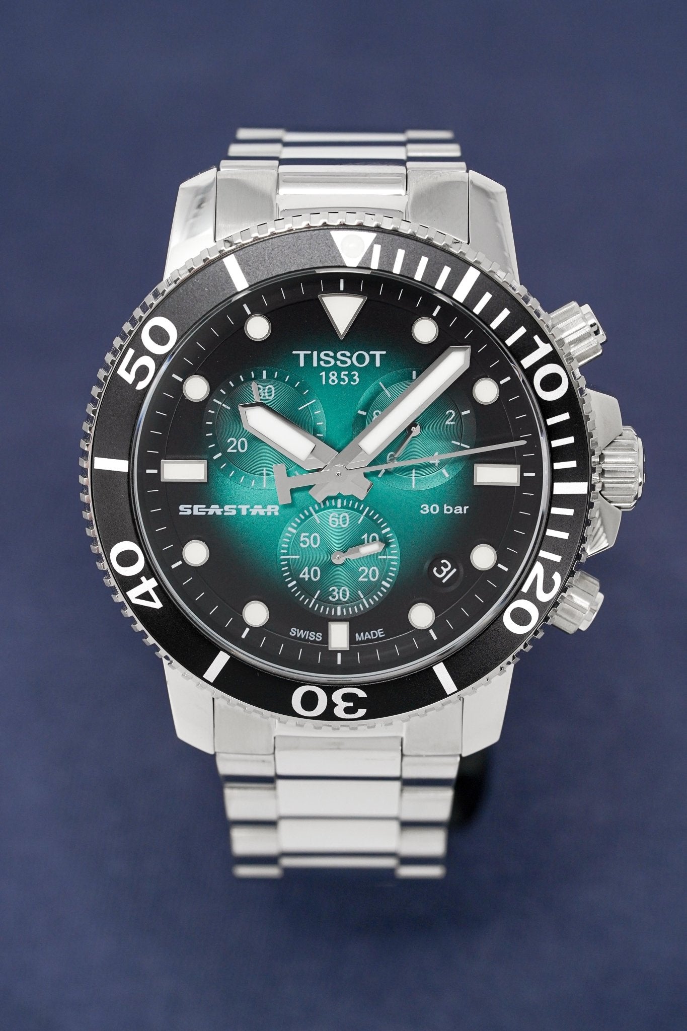 Tissot Chronograph Mens Watch Seastar 1000 Green T1204171109101