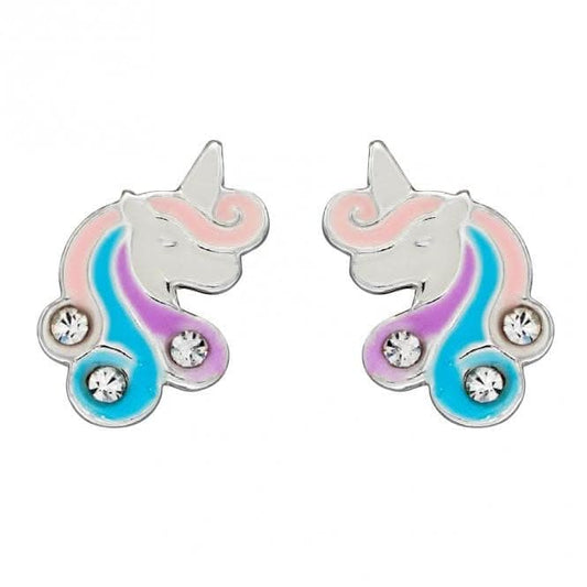 Unicorn Enamel Zirconia Stud Earrings A2072C
