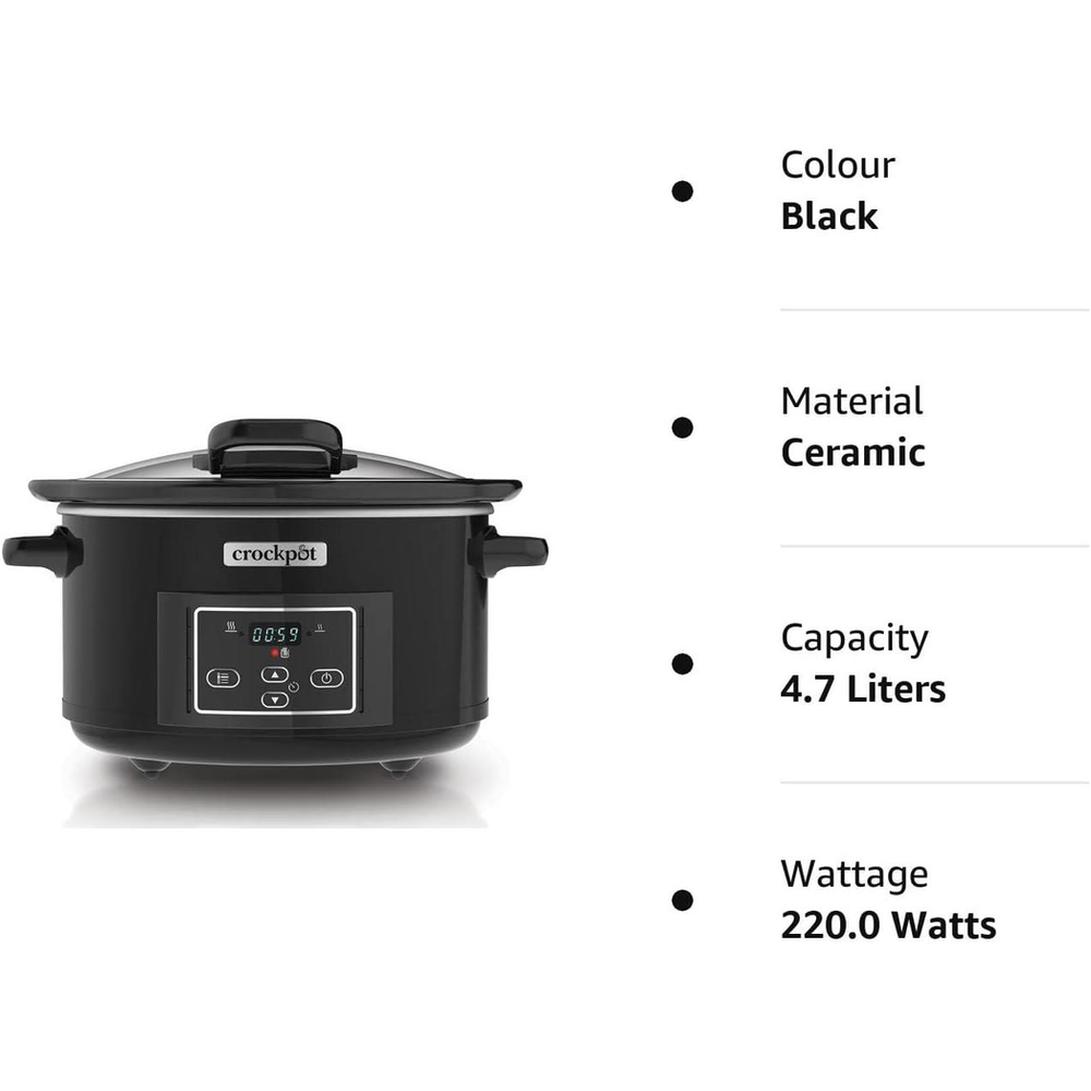 Crockpot Lift and Serve Digital Slow Cooker with Hinged Lid and Programmable Countdown Timer | 4.7 L REFURBISHED
