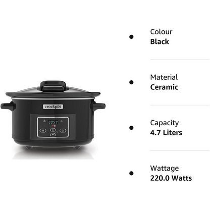 Crockpot Lift and Serve Digital Slow Cooker with Hinged Lid and Programmable Countdown Timer | 4.7 L REFURBISHED