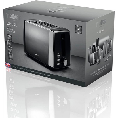Tower Infinity Ombre Graphite 900W 2 Slice Toaster Graphite- T20038GRP