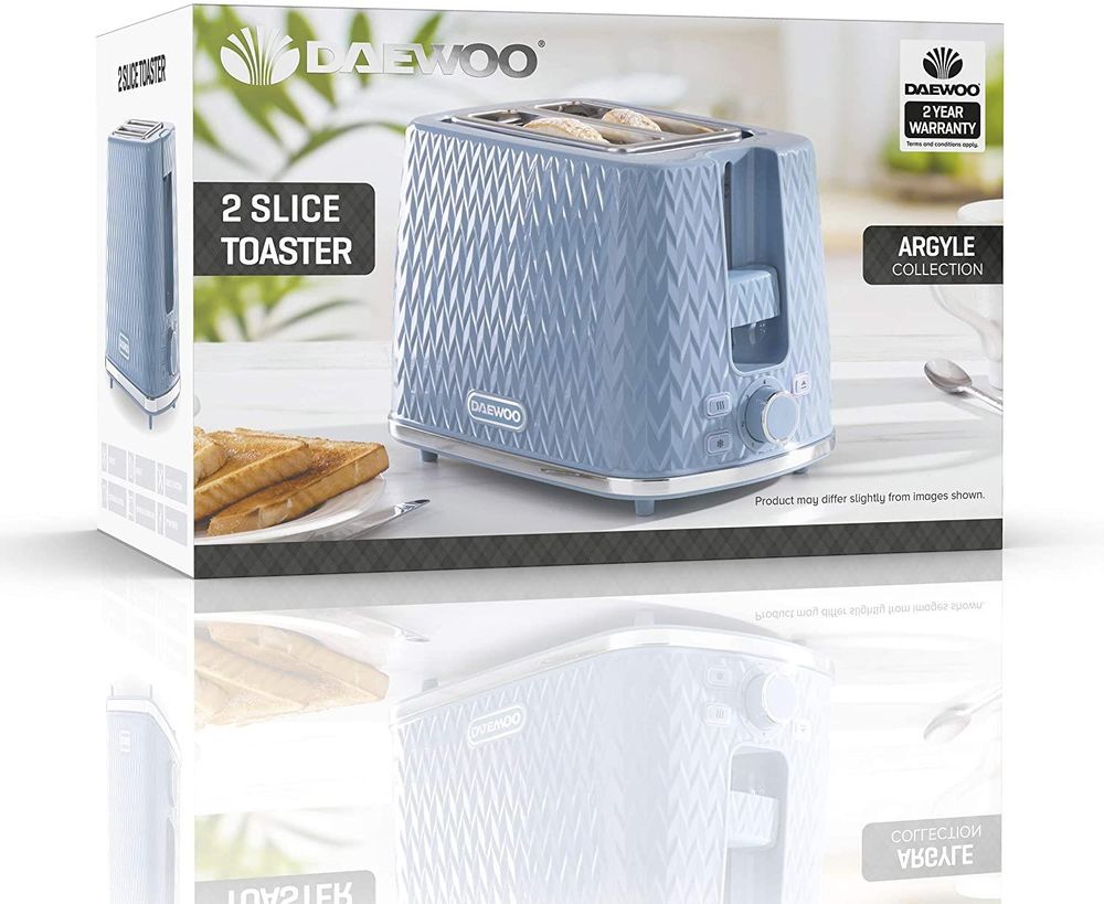 Daewoo Argyle 2 Slice Toaster Light Blue SDA1823