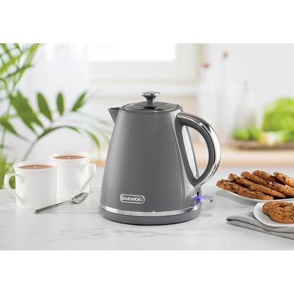 Daewoo Stirling 1.7L Pyramid Electric Kettle 3000w Grey  SDA2625