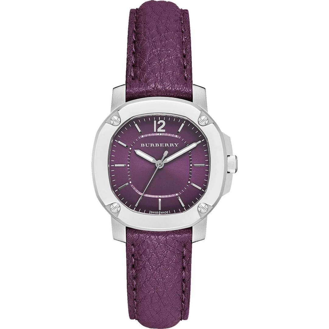 Burberry Brit The Britain Maroon Dial Maroon Leather Strap Watch For Women Bby1714