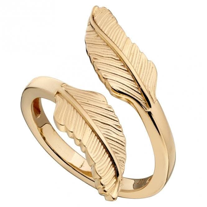 Yellow Gold Plated Feather Wrap Around Ring R3776