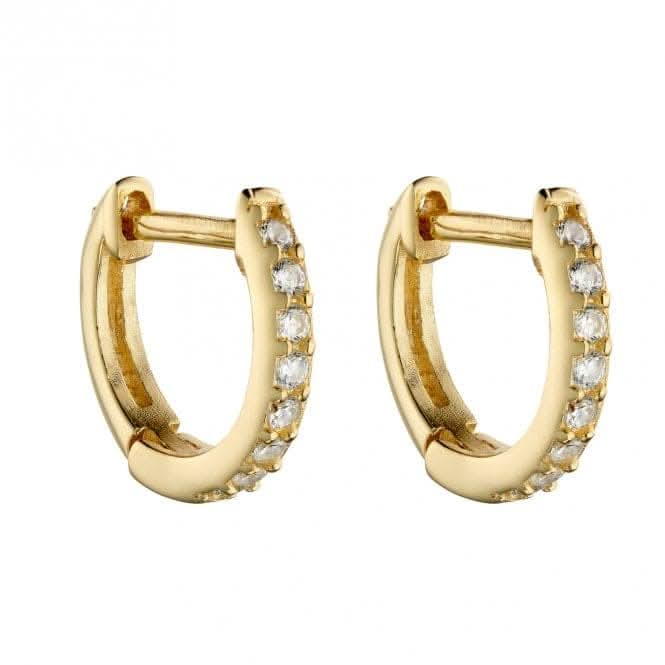 Yellow Gold Plated Hoop Earrings with Zirconia E6049C