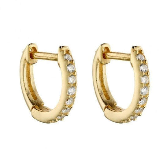 Yellow Gold Plated Hoop Earrings with Zirconia E6049C