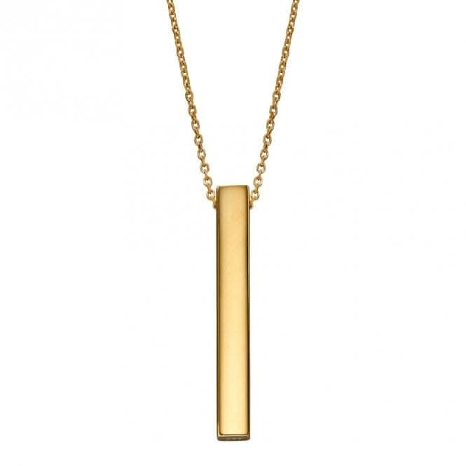 Yellow Gold Plated Vertical Engravable Bar Necklace N4425