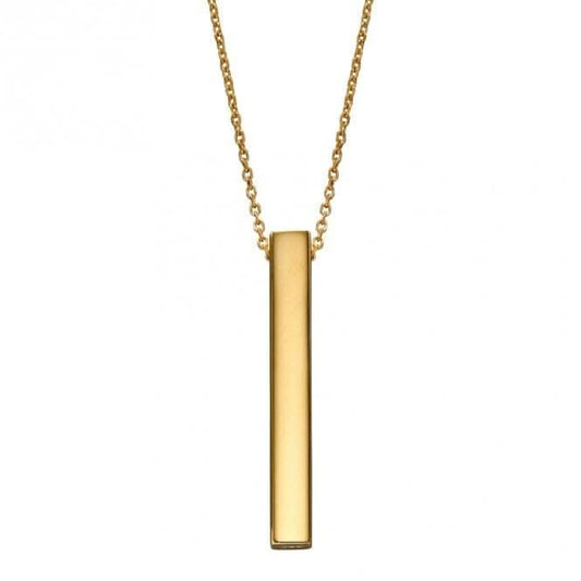 Yellow Gold Plated Vertical Engravable Bar Necklace N4425
