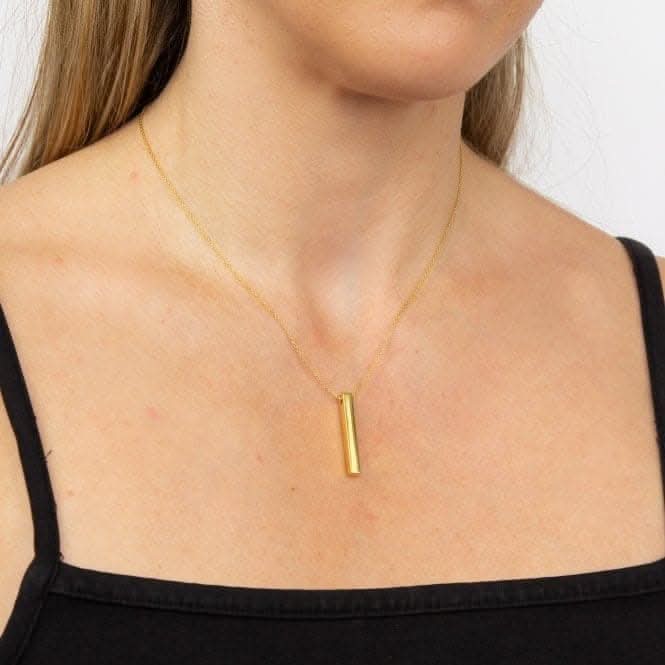 Yellow Gold Plated Vertical Engravable Bar Necklace N4425