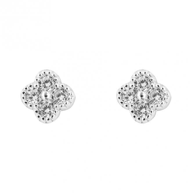Zirconia Pave Flower Stud Earrings E6279C