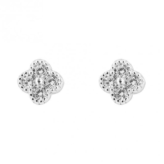Zirconia Pave Flower Stud Earrings E6279C