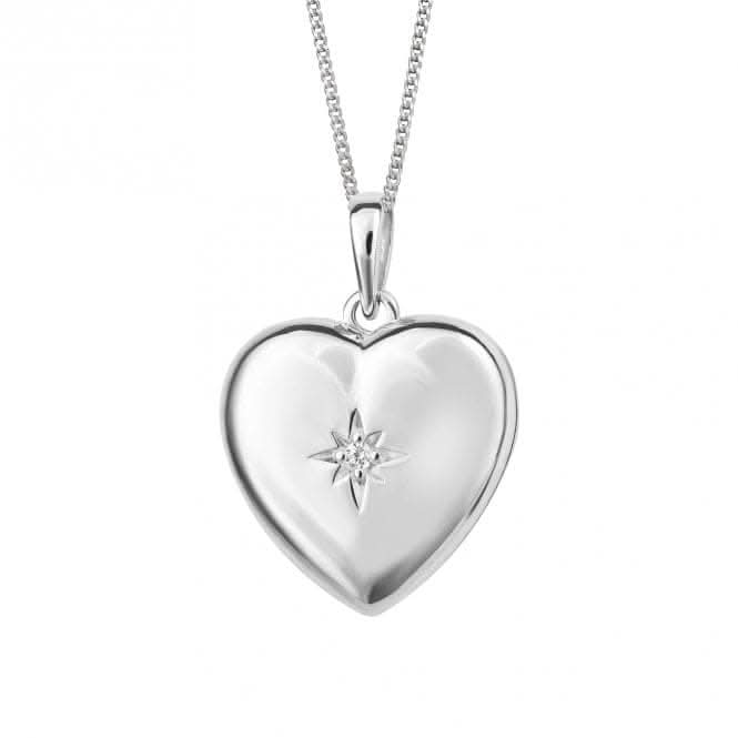 Zirconia Starburst Heart Locket Pendant P5229C