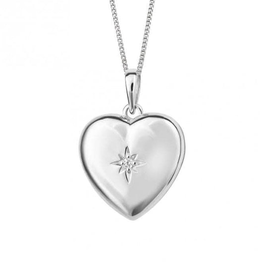 Zirconia Starburst Heart Locket Pendant P5229C