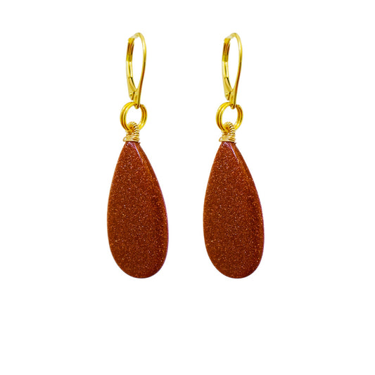 Brown Goldstone Yellow Gold Vermeil Earrings, Bold and Beautiful Statement Jewelry, Bloom Collection | by nlanlaVictory-0