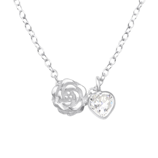Crystal cubic zirconia rose jewelled necklace - House of Eve