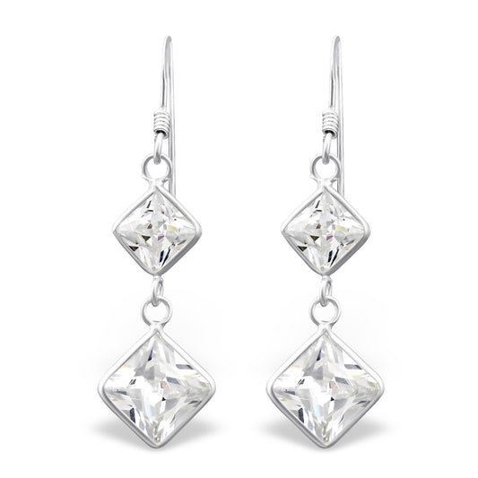 Crystal drop square cubic zirconia earring - House of Eve