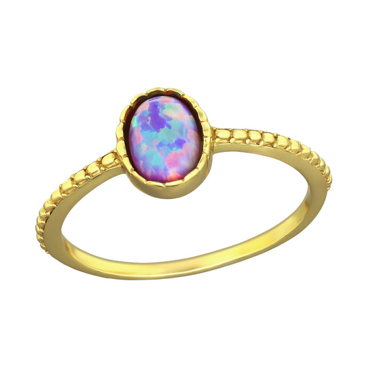 Bubble Gem Oval Opal Gold Plated Jewelled Ring