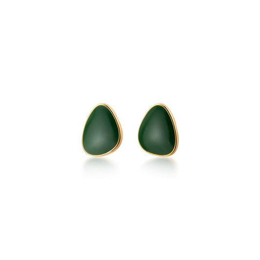 Mini Green Waterdrop Stud Earrings