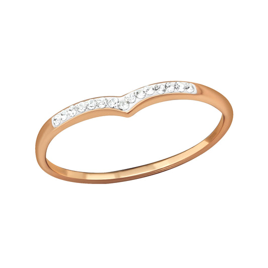 Rose Gold Plated Heart Jewelled Ring