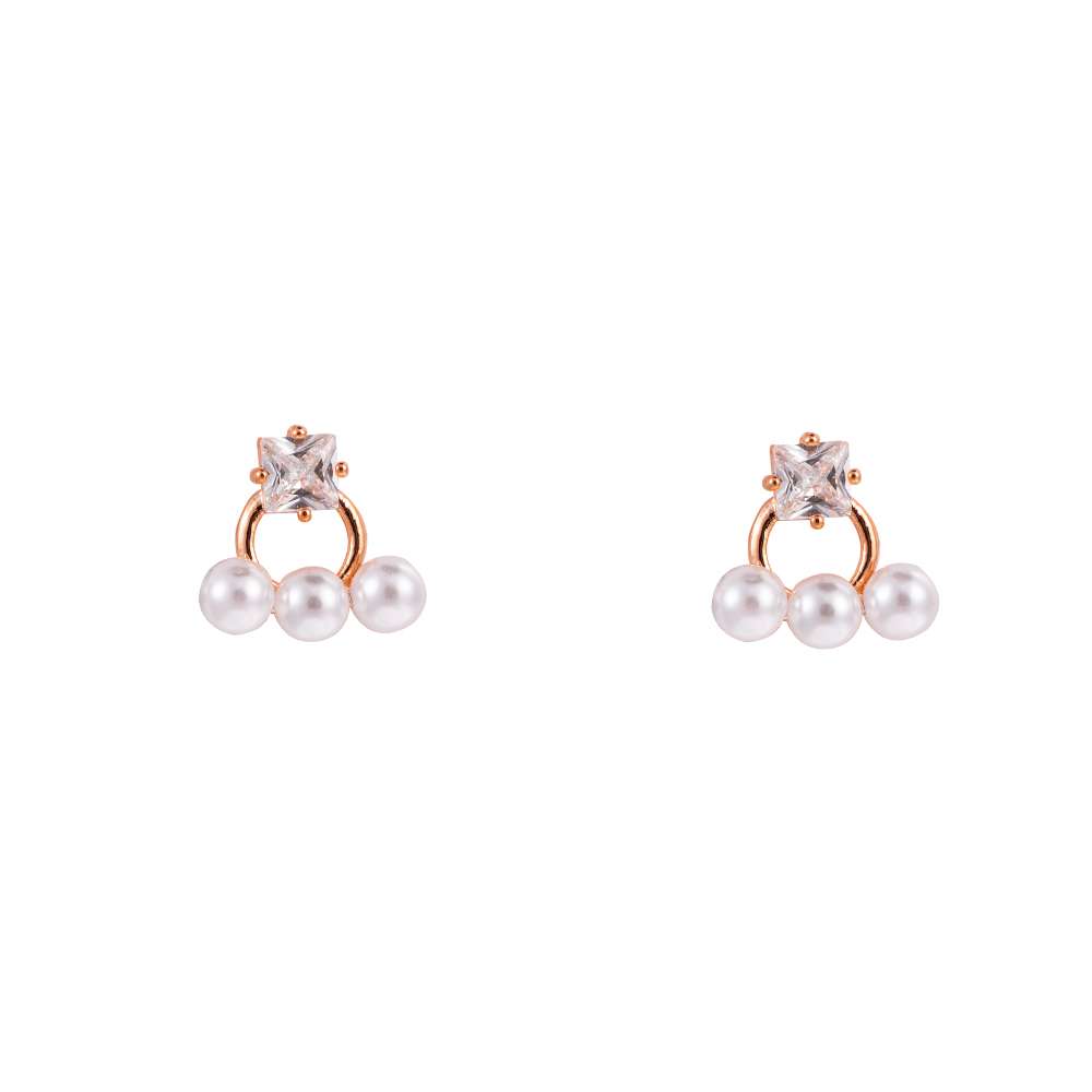 Triple Pearl Stud Earrings