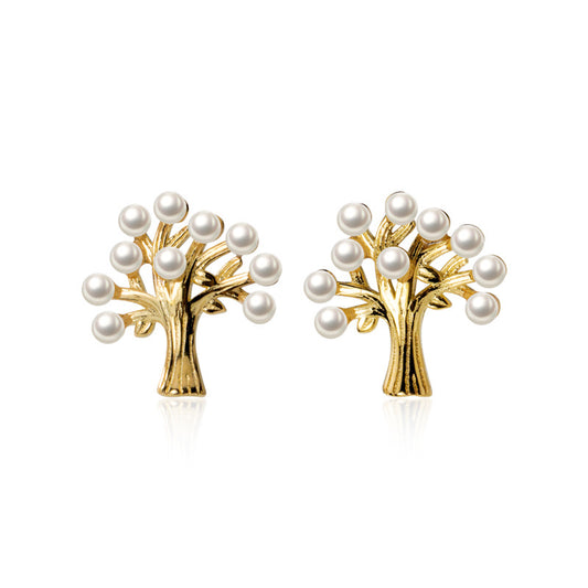 Shell Pearl Tree Stud Earring