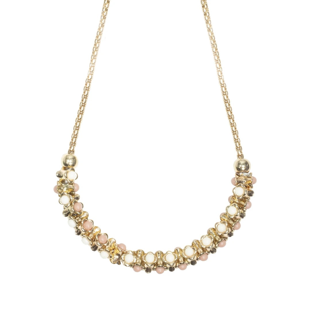 Gold, Cream and Brown Cut Glass Contemporary Short Necklace