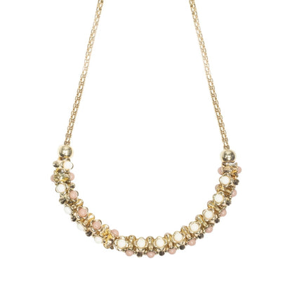 Gold, Cream and Brown Cut Glass Contemporary Short Necklace