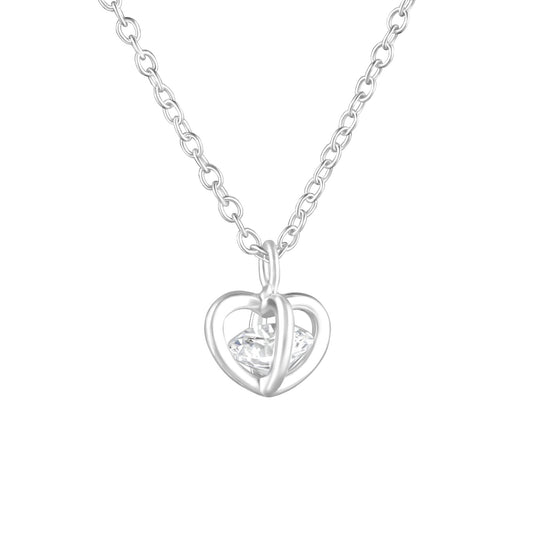 Cubic zirconia crystal heart jewelled necklace - House of Eve