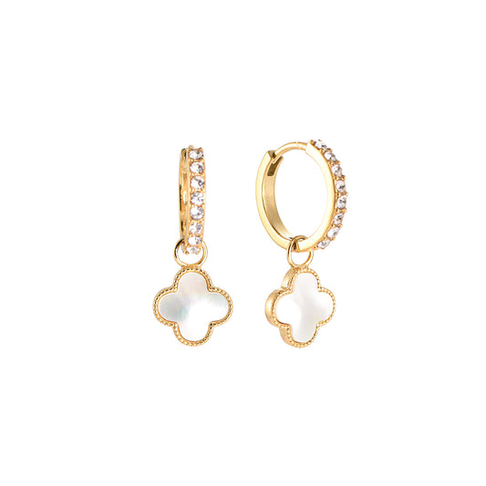 Clover Pearl Diamond Earrings