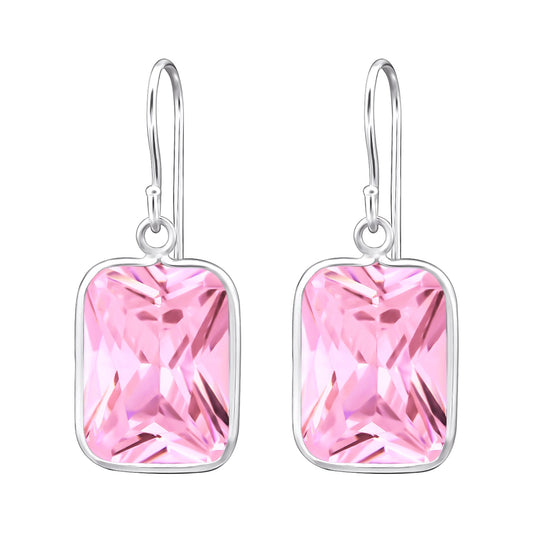 Pink Rectangle cubic zirconia earring - House of Eve