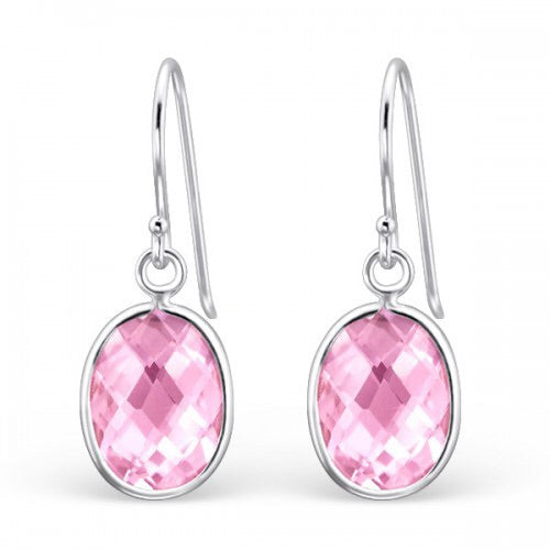Pink oval cubic zirconia earring - House of Eve