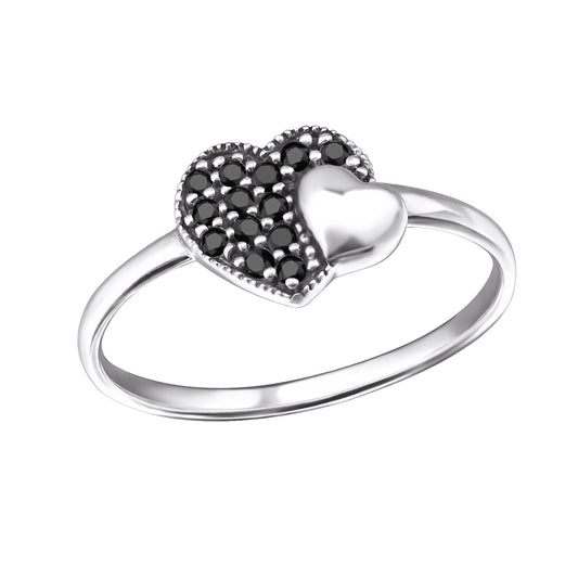 Double Heart Jewelled Ring