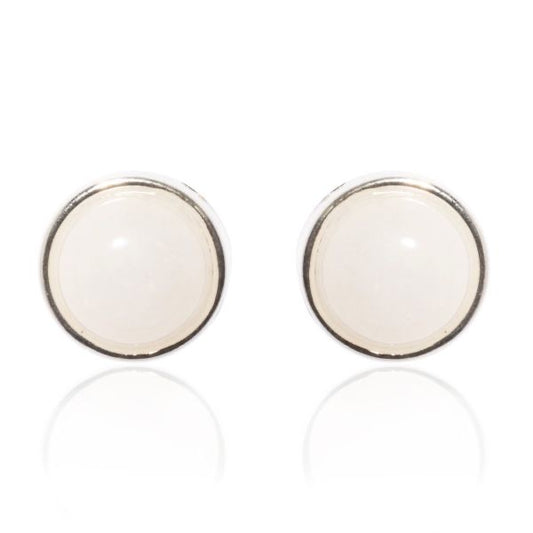 Silver and White Semi-Precious Stone Stud Earrings