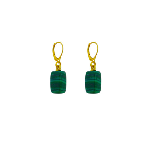 Malachite and Yellow Gold Vermeil Earrings, Gemstone Earrings, Bloom Collection | by nlanlaVictory-0